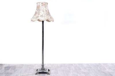 Lot 195 - A silvered Corinthian column lamp standard
