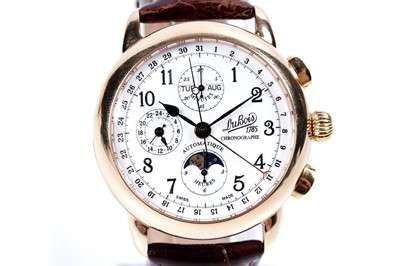 Lot 792 - Philippe du Bois & Fils 18ct yellow gold cased automatic chronograph calendar wristwatch