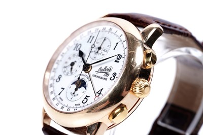 Lot 792 - Philippe du Bois & Fils 18ct yellow gold cased automatic chronograph calendar wristwatch