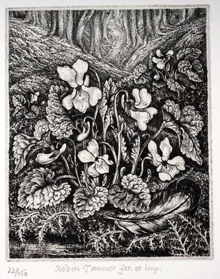 Lot 201 - Robin Tanner - White Violets | etching