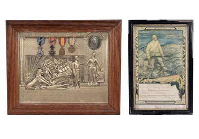 Lot 624 - A group of Belgian First World War medals in mount with certificate