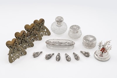 Lot 345 - An Edwardian silver menu card holder; and other tems