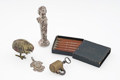Lot 349 - A continental silver figural seal; and other items