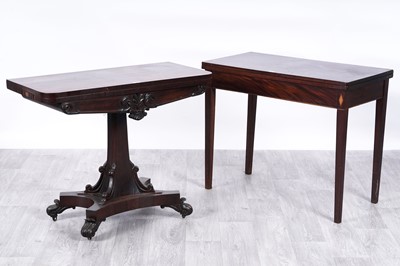 Lot 26 - An early Victorian rosewood games table; and a George III inlaid mahogany tea table