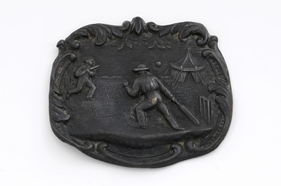 Lot 351 - Cricketing interest: a rare 19th Century plated brass small plaque or badge