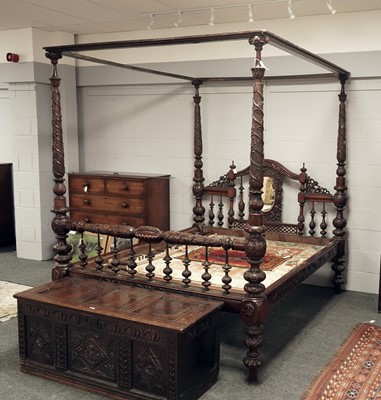 Lot 61 - A large and impressive 19th Century carved oak four poster bed
