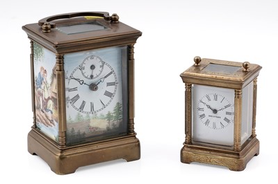Lot 162 - Two French brass carriage clock