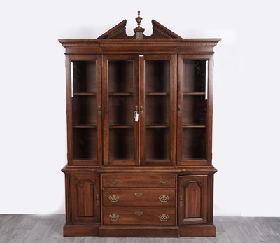 Lot 14 - A Georgian-style hardwood breakfront bookcase