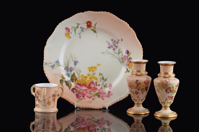 Lot 399 - A pair of Royal Worcester blush ivory vases and other items