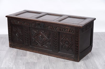 Lot 13 - A 17th Century and later oak coffer