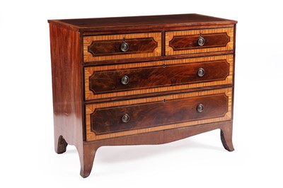 Lot 596 - A fine quality George III mahogany and satinwood banded chest of drawers