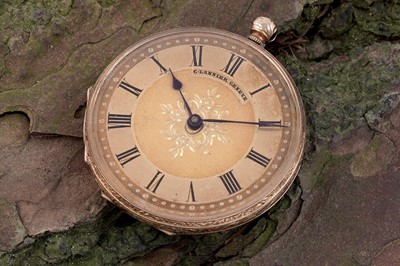 Lot 254 - An 18ct gold cased Swiss fob watch retailed by Lannier