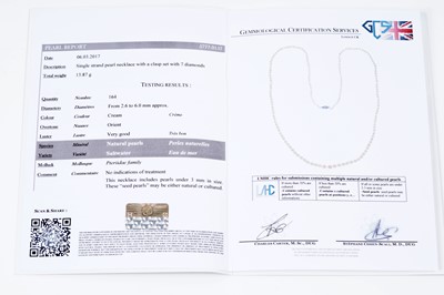 Lot 943 - A natural saltwater pearl single strand necklace