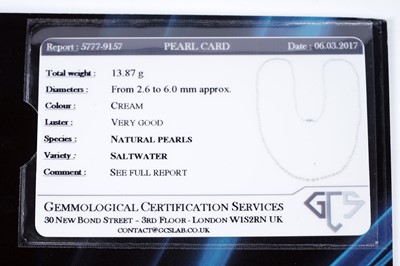 Lot 943 - A natural saltwater pearl single strand necklace