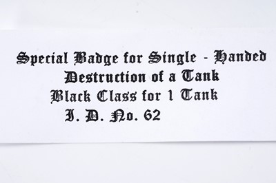 Lot 838 - German Second World War special badge for single-handed destruction of an enemy tank