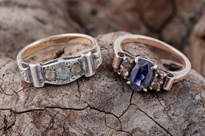 Lot 35 - A 1940's streamline sapphire ring; and one further similar in 9ct gold