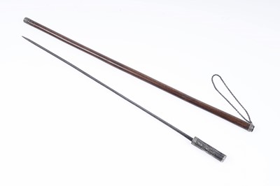 Lot 549 - A cane swordstick with niello handle
