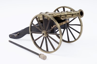 Lot 662 - A turned brass scale model of a cannon