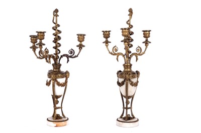 Lot 481 - A pair of 19th Century cassolette/candelabra