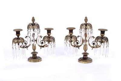 Lot 479 - A pair of late 19th Century gilt brass candle lustres
