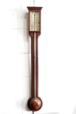 Lot 129A - A George III inlaid mahogany stick barometer