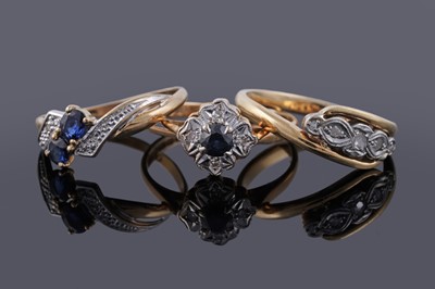 Lot 102 - Three sapphire and diamond rings