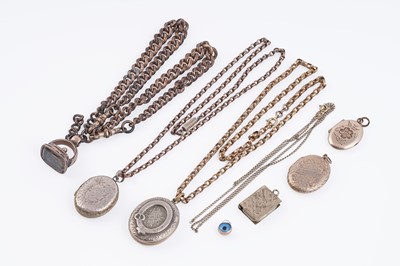 Lot 30 - Victorian and later gold plated lockets and chains