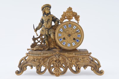 Lot 154 - A late 19th Century gilt brass mantel clock
