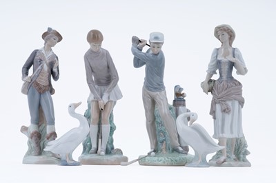 Lot 375 - A collection of six Lladró ceramic figures