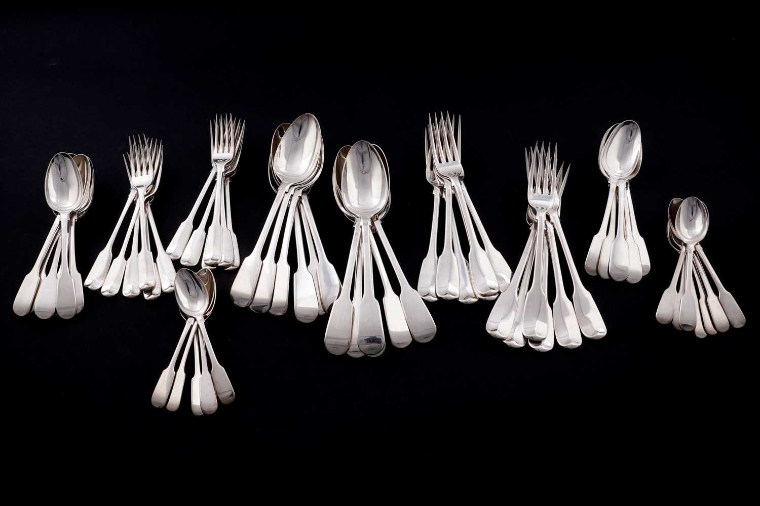 Lot 448 - Paul Storr: a George III/IV collected of fiddle pattern flatware