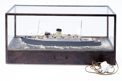 Lot 614 - A cased scratch-built model of the ship SS ‘Arnhem’; and a watercolour of a Royal Navy Destroyer