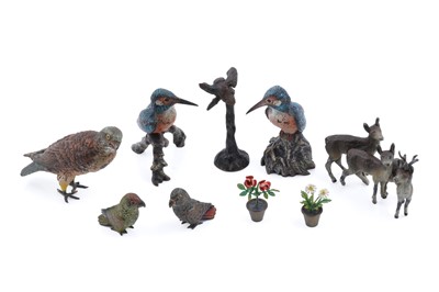 Lot 294 - A collection of cold painted bronzes and other figures