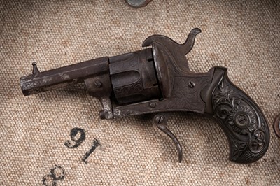 Lot 529 - A Belgian 6 shot 7mm Lefaucheux pinfire revolver
