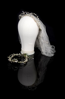 Lot 682 - Two 1920's bridal wax flower wedding crowns