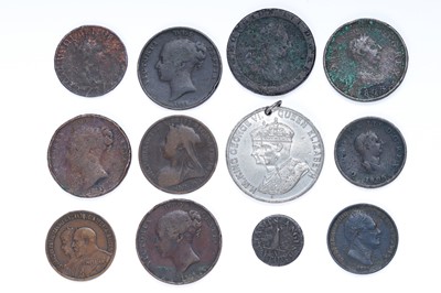 Lot 238 - A collection of Georgian and Victorian coins; and a commemorative 1937 coronation medallion