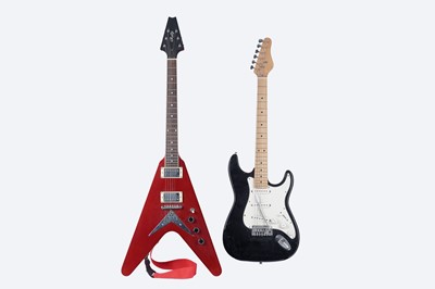 Lot 396 - A ‘Rally’ flying V electric guitar; and another