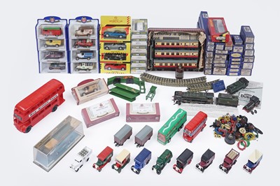 Lot 619 - A collection of rolling stock, track/accessories and diecast cars