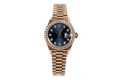 Lot 756 - Rolex Oyster Perpetual Datejust: a lady's 18ct yellow gold and diamond bracelet watch