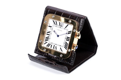 Lot 810 - Cartier Santos: a gilt-steel travel alarm clock