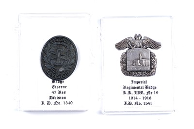 Lot 847 - A German First World War period Regimental Badge; and another