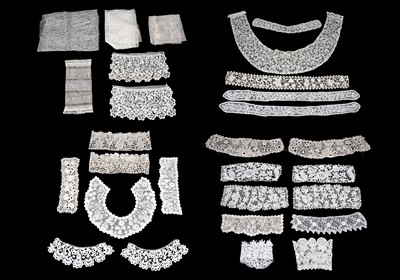 Lot 674 - A collection of 19th Century lace dress trimmings, fischus, lappets, and cuffs