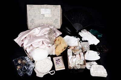 Lot 694 - A 1960's Harrods evening dress; and a collection of costume accessories