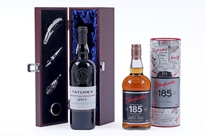 Lot 807 - A bottle of Glenfarclas 185th Anniversary whisky; and other items