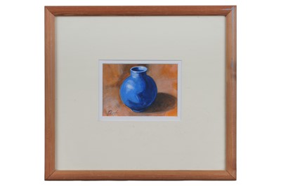 Lot 179 - Alan Smith Page - Blue Vase on Orange | acrylic