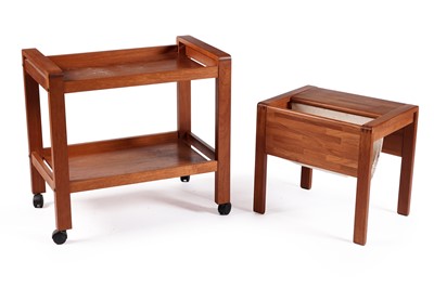 Lot 42 - A Danish teak drinks trolley; and a D Scan teak occasional table