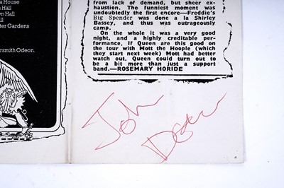 Lot 221 - A page from Disc Magazine signed by Queen