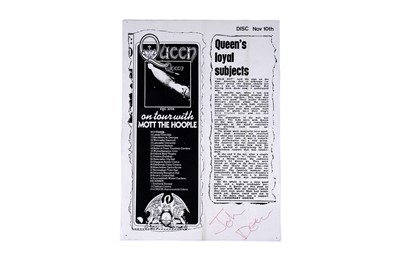 Lot 221 - A page from Disc Magazine signed by Queen