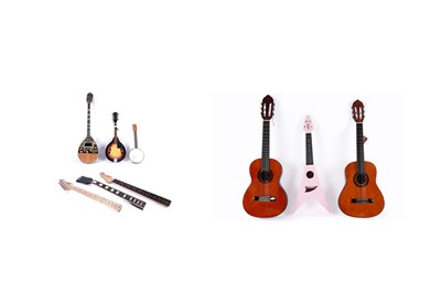 Lot 432 - Two Valencia child's guitars; and other stringed instruments