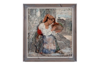 Lot 23 - George Sherwood Hunter - Woman playing the tambourine | oil