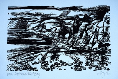 Lot 603 - Kenneth Lindley - Dorset Coast near West Bay | linocut